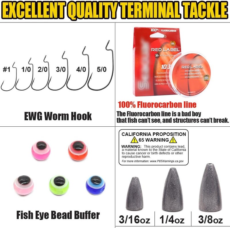 XFISHMAN Texas-Rigs-for-Bass-Fishing-Leaders-with-Weights-Hooks-Rigged-Line-Kit - Image 4